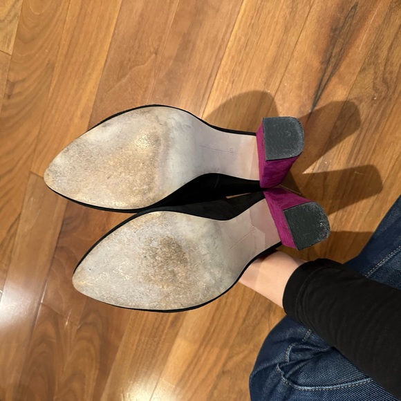 Zara Suede Colourblock Black Pumps with Purple Heel - Picture 3 of 7
